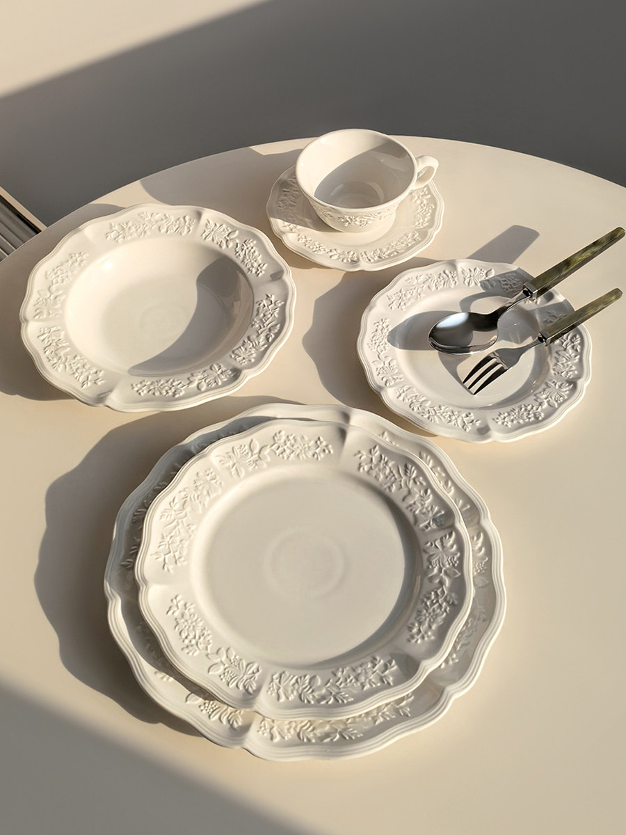 Home Cooking Dishes - Alice Relief Ceramic Tableware, Vintage Embossed